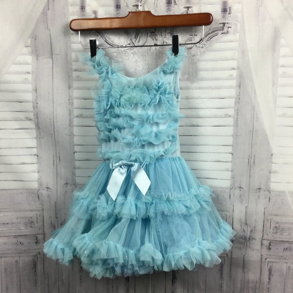 Papatu Girls Tutu Dress Blue Ruffled Rhinestone S